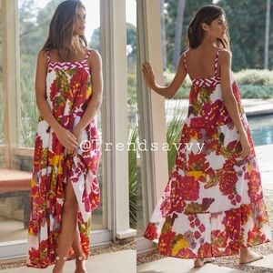 Ro's Garden Natasha Floral Sleeveless Maxi Dress Rose Anthropologie Size XL NWT